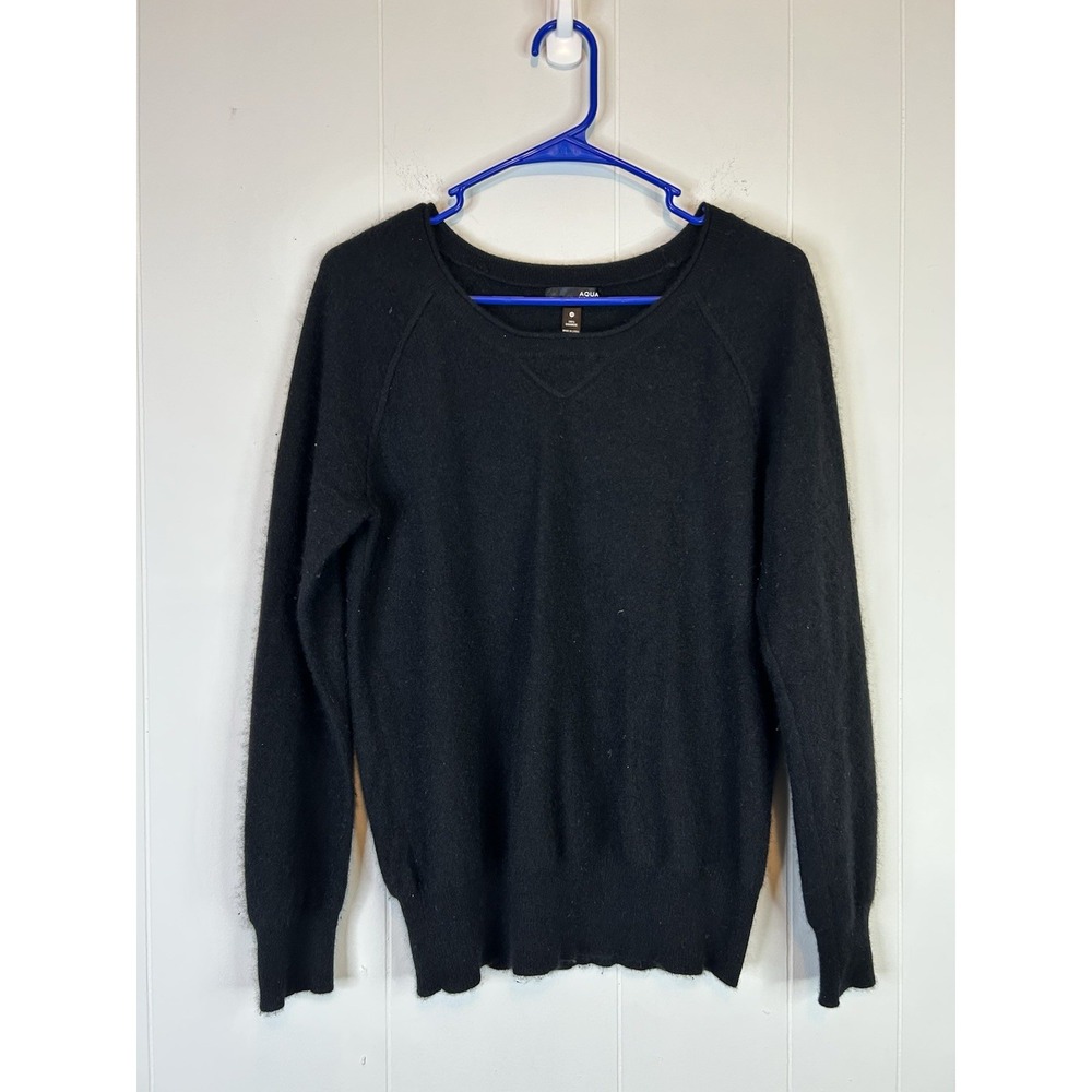 Aqua Cashmere Women's Size Medium 100% Cashmere Sweater Black 242